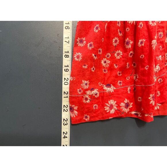 Free People XS Red Floral Boho Blouse With Tie Front & Lace Details Lagenlook - Picture 3 of 10